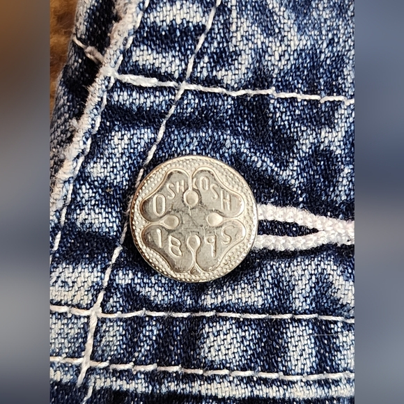 Vintage OshKosh B'gosh 24M Denim Overalls Alphabet Floral Lining 90s - Picture 9 of 12